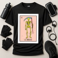 Retro La Muerte Lottery Card The Death Card Mexican Lottery Cooling Performance Crew T-Shirt
