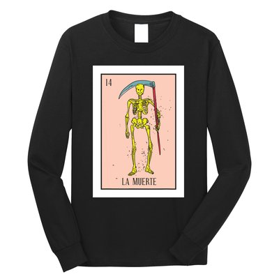 Retro La Muerte Lottery Card The Death Card Mexican Lottery Long Sleeve Shirt