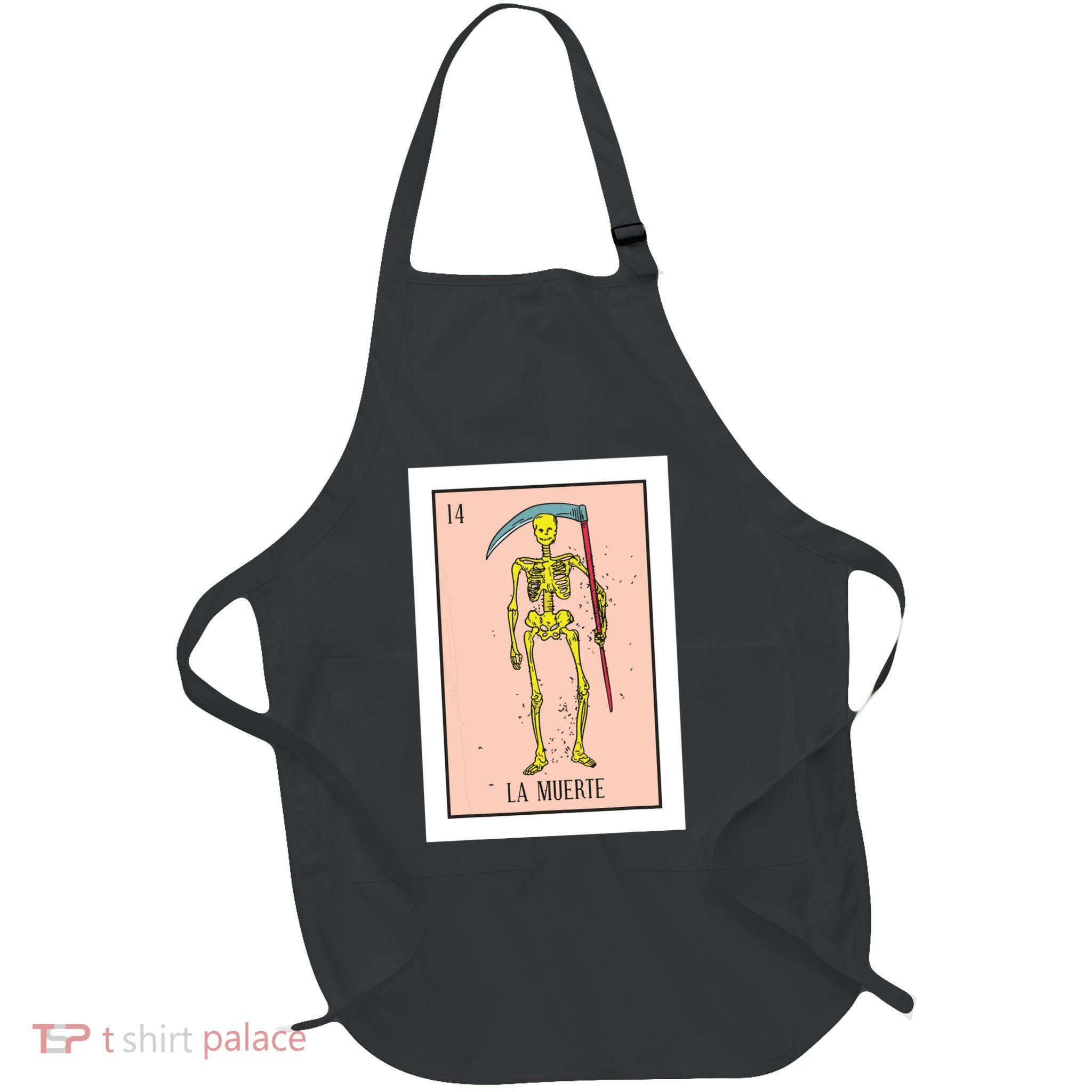 Retro La Muerte Lottery Card The Death Card Mexican Lottery Apron