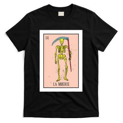 Retro La Muerte Lottery Card The Death Card Mexican Lottery T-Shirt