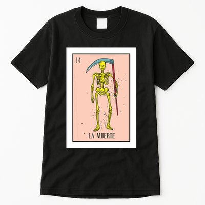 Retro La Muerte Lottery Card The Death Card Mexican Lottery Tall T-Shirt