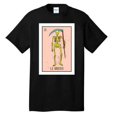 Retro La Muerte Lottery Card The Death Card Mexican Lottery Tall T-Shirt