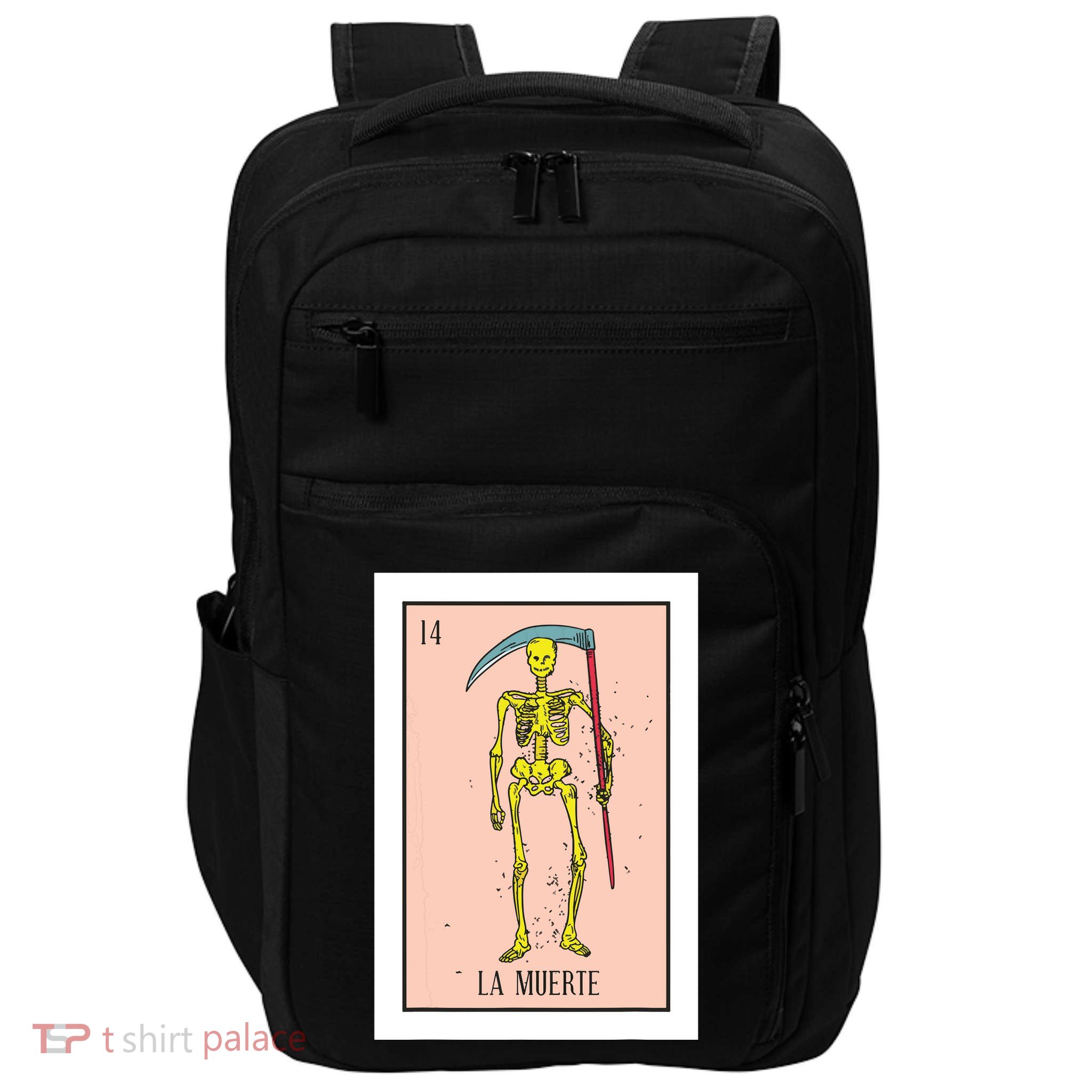 Retro La Muerte Lottery Card The Death Card Mexican Lottery Impact Tech Backpack