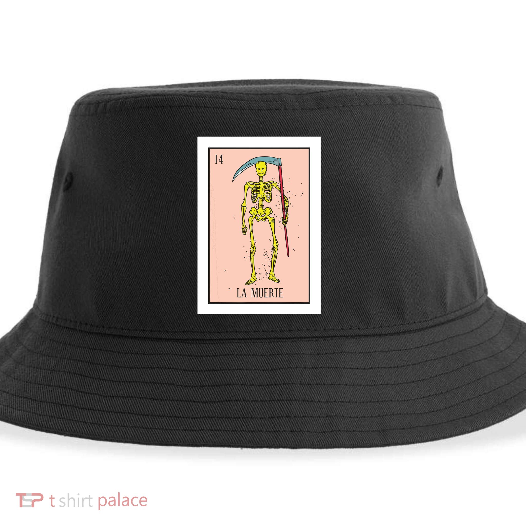 Retro La Muerte Lottery Card The Death Card Mexican Lottery Sustainable Bucket Hat