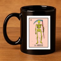 Retro La Muerte Lottery Card The Death Card Mexican Lottery 11oz C Handle Ceramic Mug