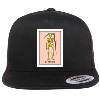 Retro La Muerte Lottery Card The Death Card Mexican Lottery Flatbill Hat