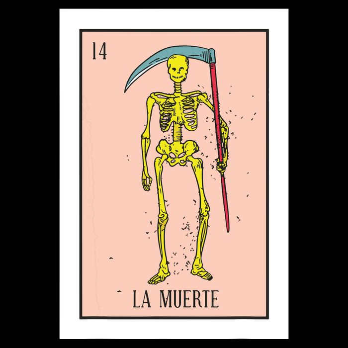 Retro La Muerte Lottery Card The Death Card Mexican Lottery Flat Bill Trucker Hat