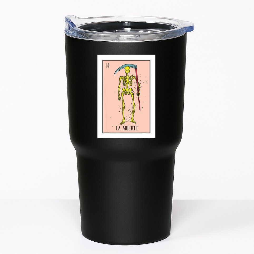 Retro La Muerte Lottery Card The Death Card Mexican Lottery Tumbler