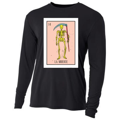 Retro La Muerte Lottery Card The Death Card Mexican Lottery Cooling Performance Long Sleeve Crew