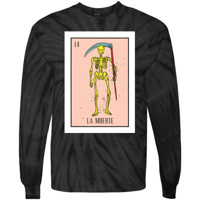 Retro La Muerte Lottery Card The Death Card Mexican Lottery Tie-Dye Long Sleeve Shirt