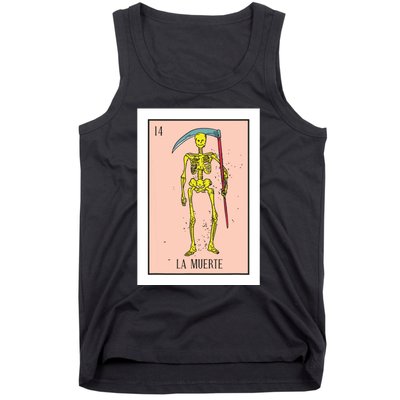 Retro La Muerte Lottery Card The Death Card Mexican Lottery Tank Top