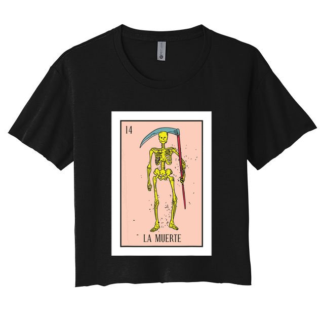 Retro La Muerte Lottery Card The Death Card Mexican Lottery Crop Top
