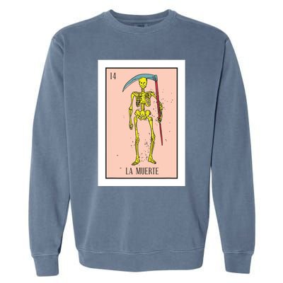 Retro La Muerte Lottery Card The Death Card Mexican Lottery Garment-Dyed Sweatshirt