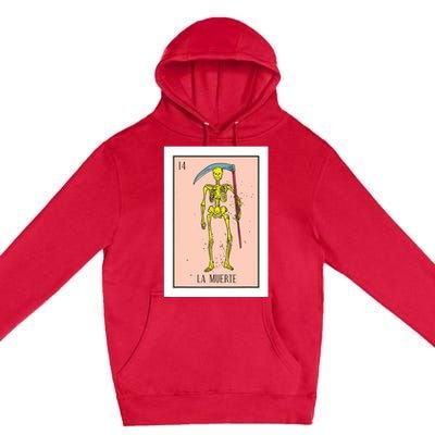 Retro La Muerte Lottery Card The Death Card Mexican Lottery Premium Pullover Hoodie