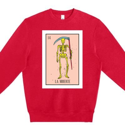 Retro La Muerte Lottery Card The Death Card Mexican Lottery Premium Crewneck Sweatshirt