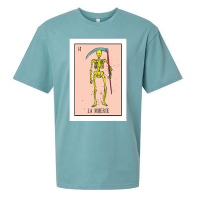 Retro La Muerte Lottery Card The Death Card Mexican Lottery Sueded Cloud Jersey T-Shirt