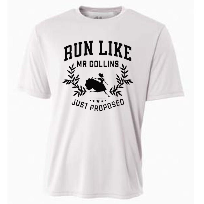 Run Like Mr Collins Just Proposed Funny Books And Running Cooling Performance Crew T-Shirt