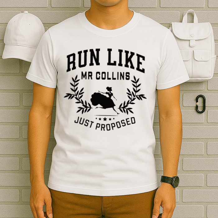 Run Like Mr Collins Just Proposed Funny Books And Running T-Shirt