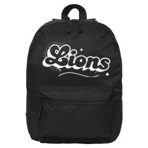 Retro Lions Mascot Back To School Spirit Sport Fans Game 16 in Basic Backpack