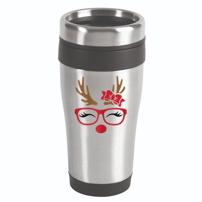 Reindeer Lady Messy Bun 16oz Travel Tumbler