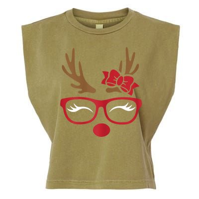 Reindeer Lady Messy Bun Garment-Dyed Women's Muscle Tee