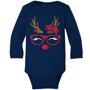 Reindeer Lady Messy Bun Baby Long Sleeve Bodysuit