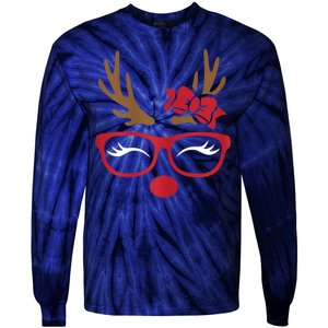 Reindeer Lady Messy Bun Tie-Dye Long Sleeve Shirt