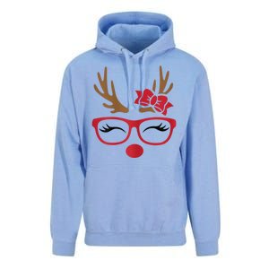 Reindeer Lady Messy Bun Unisex Surf Hoodie