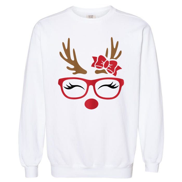 Reindeer Lady Messy Bun Garment-Dyed Sweatshirt