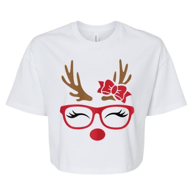 Reindeer Lady Messy Bun Bella+Canvas Jersey Crop Tee