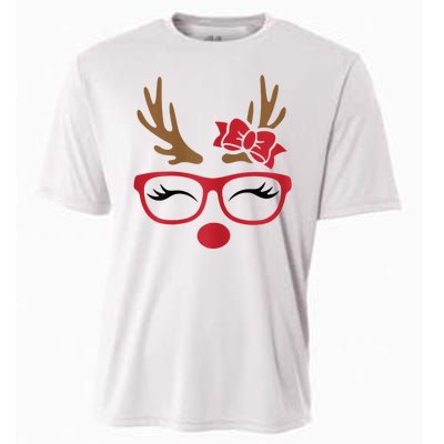 Reindeer Lady Messy Bun Cooling Performance Crew T-Shirt