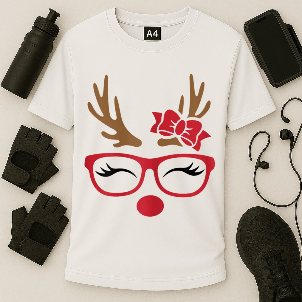 Reindeer Lady Messy Bun Performance Shirt