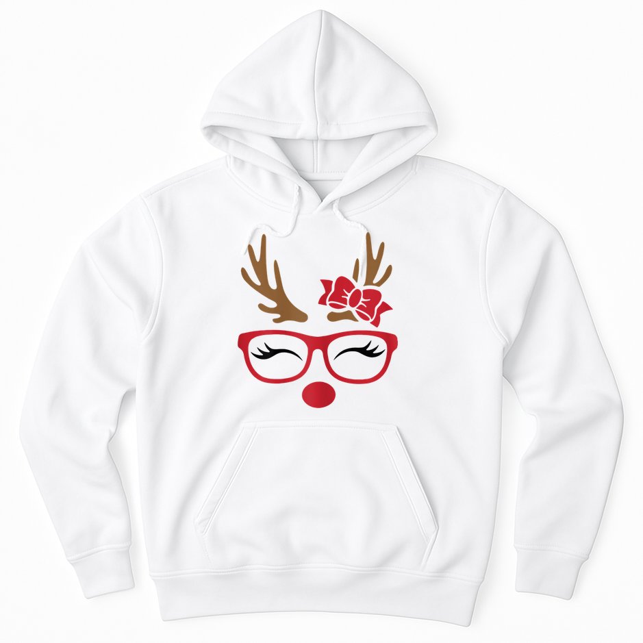 Reindeer Lady Messy Bun Hoodie