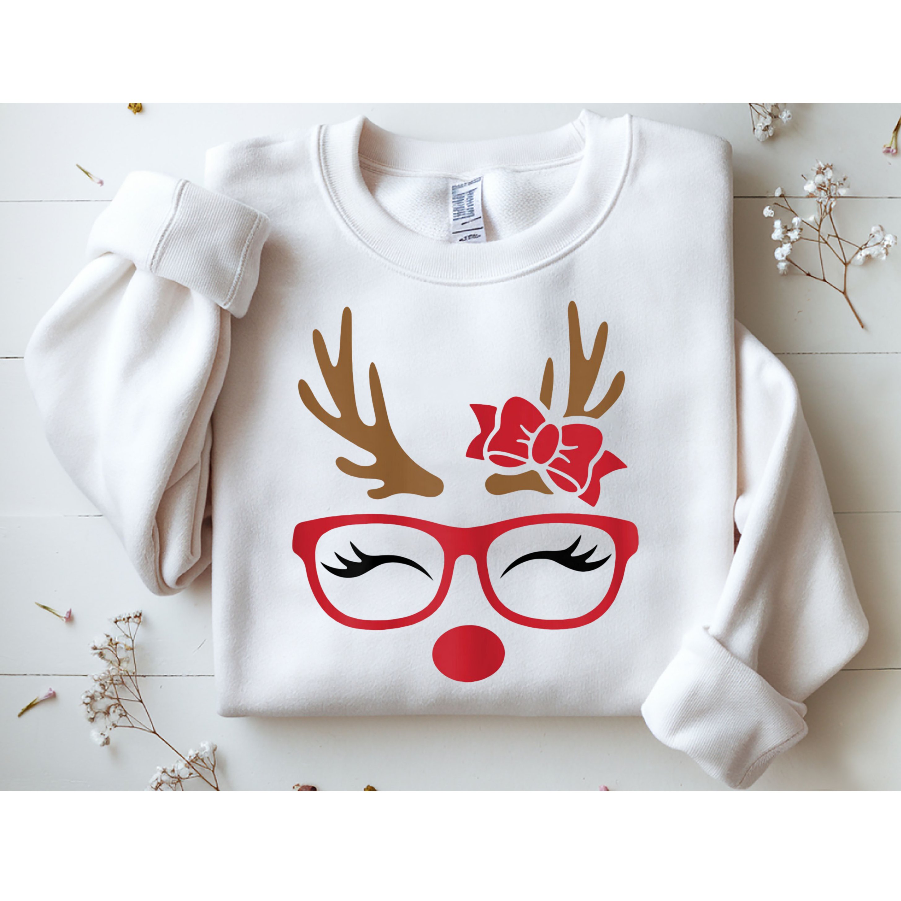 Reindeer Lady Messy Bun Sweatshirt
