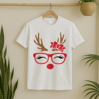 Reindeer Lady Messy Bun T-Shirt