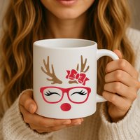 Reindeer Lady Messy Bun Mug