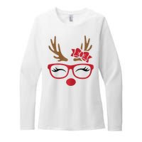 Reindeer Lady Messy Bun Womens CVC Long Sleeve Shirt