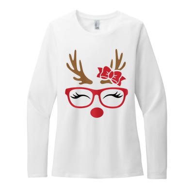 Reindeer Lady Messy Bun Womens CVC Long Sleeve Shirt