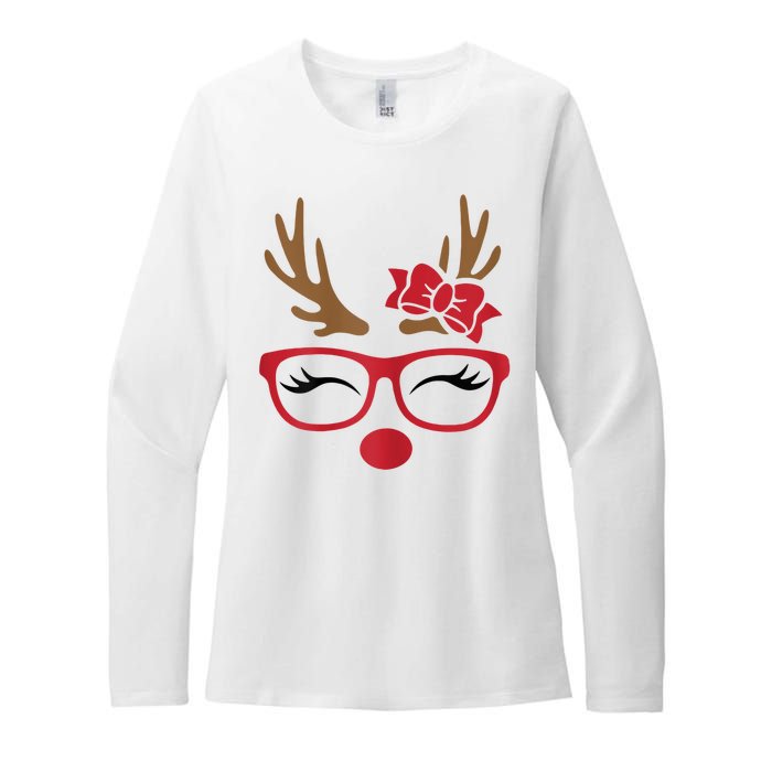 Reindeer Lady Messy Bun Womens CVC Long Sleeve Shirt