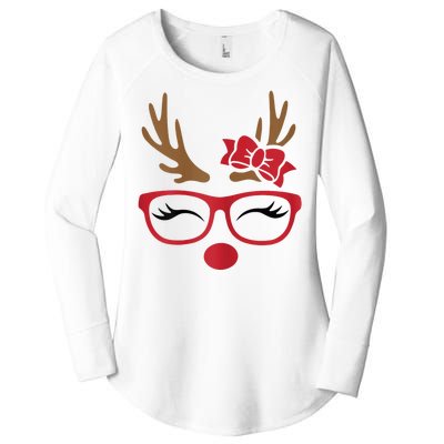 Reindeer Lady Messy Bun Women's Perfect Tri Tunic Long Sleeve Shirt