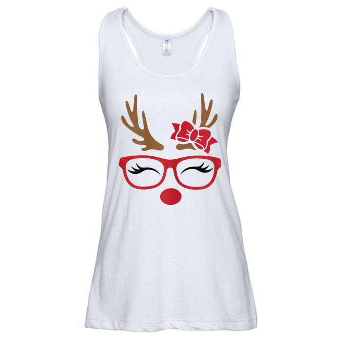 Reindeer Lady Messy Bun Ladies Essential Flowy Tank