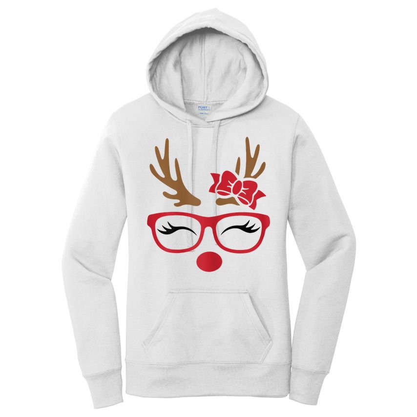 Reindeer Lady Messy Bun Women's Pullover Hoodie