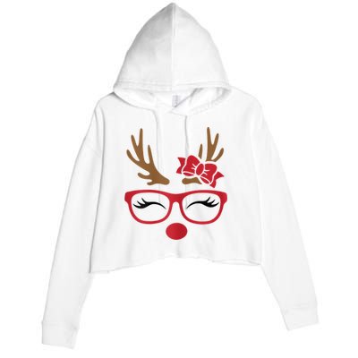 Reindeer Lady Messy Bun Crop Fleece Hoodie