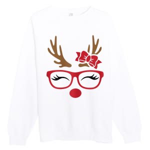 Reindeer Lady Messy Bun Premium Crewneck Sweatshirt