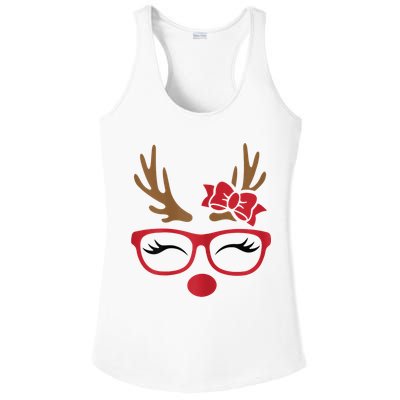Reindeer Lady Messy Bun Ladies PosiCharge Competitor Racerback Tank