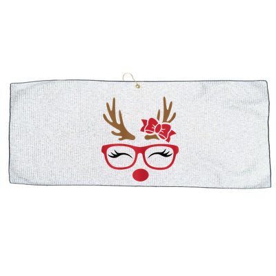 Reindeer Lady Messy Bun Large Microfiber Waffle Golf Towel
