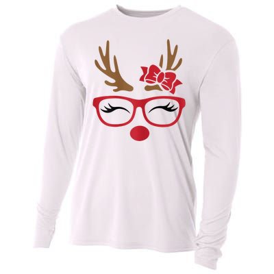 Reindeer Lady Messy Bun Cooling Performance Long Sleeve Crew