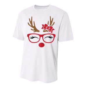 Reindeer Lady Messy Bun Performance Sprint T-Shirt