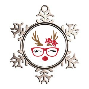 Reindeer Lady Messy Bun Metallic Star Ornament