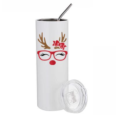 Reindeer Lady Messy Bun Stainless Steel Tumbler